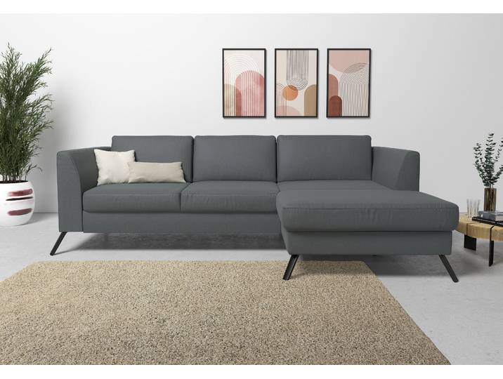 Ecksofa, Dunkelgrau, 261x172 cm, 100% Polyester, Sitztiefenverstellung, Modern, sit&more