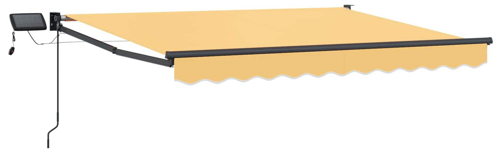 vidaXL Handmatig zonnescherm met scharnierarm en LED-verlichting, zand