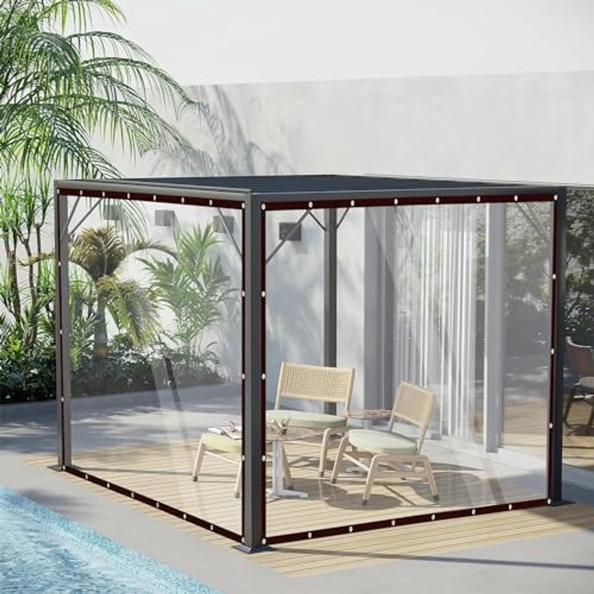 Waterdicht transparant PVC zeil voor tuin en buitengebruik 2 x 3 m