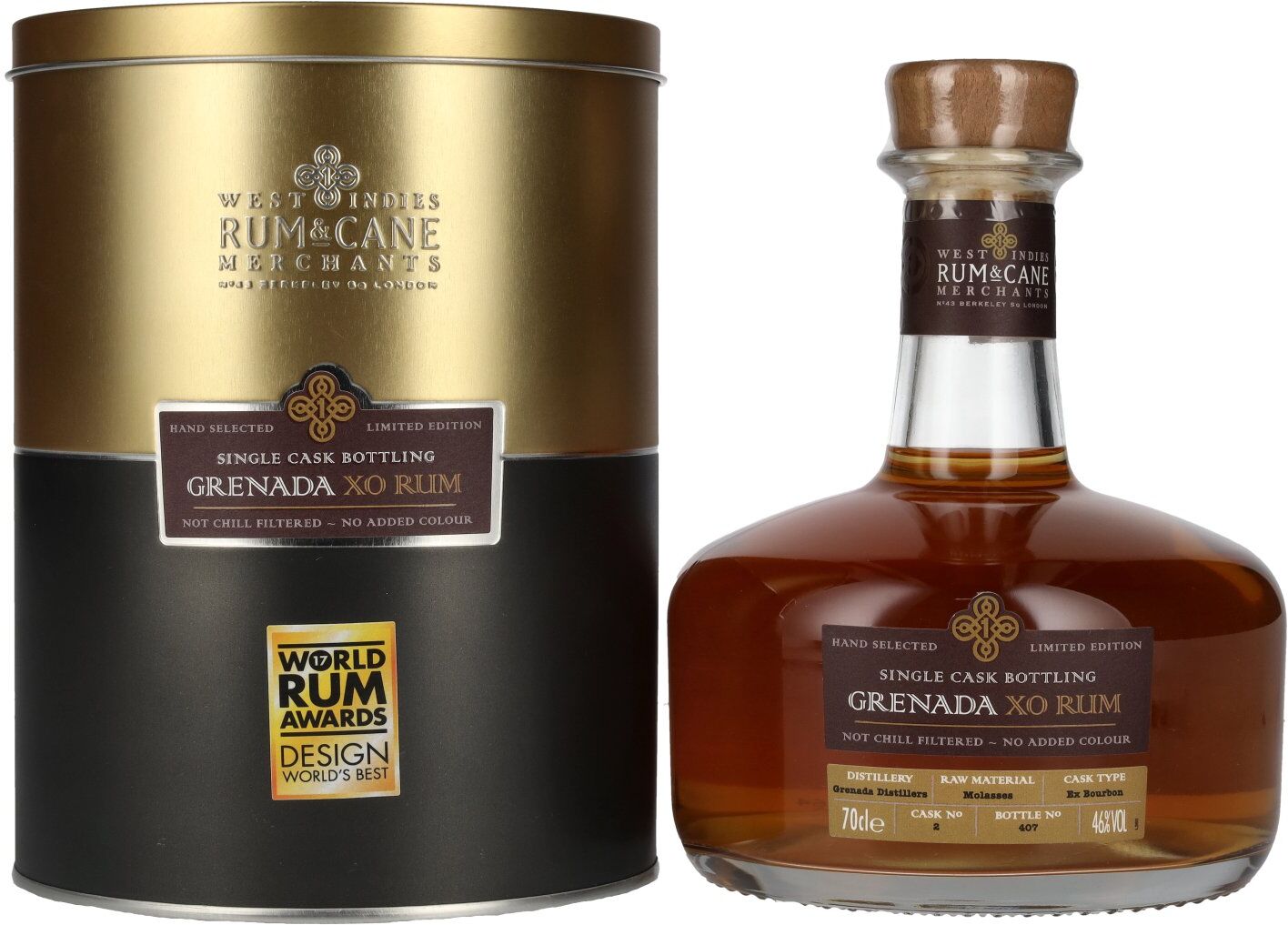 Rum & Cane Merchants Rum & Cane GRENADA XO Single Cask Rum 46% Vol. 0,7l in Tinbox