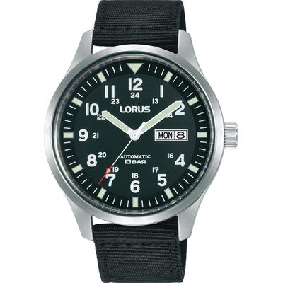 Automatikuhr LORUS, schwarz, Armbanduhren, Herren, Automatikuhr, Armbanduhr, Herrenuhr, Datum, wasserdicht bis 10 bar, Textilarmband