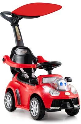 Costway 3 in 1 Push Car for Toddler Stroller Sliding Walking Car for Boys and Girls-Red