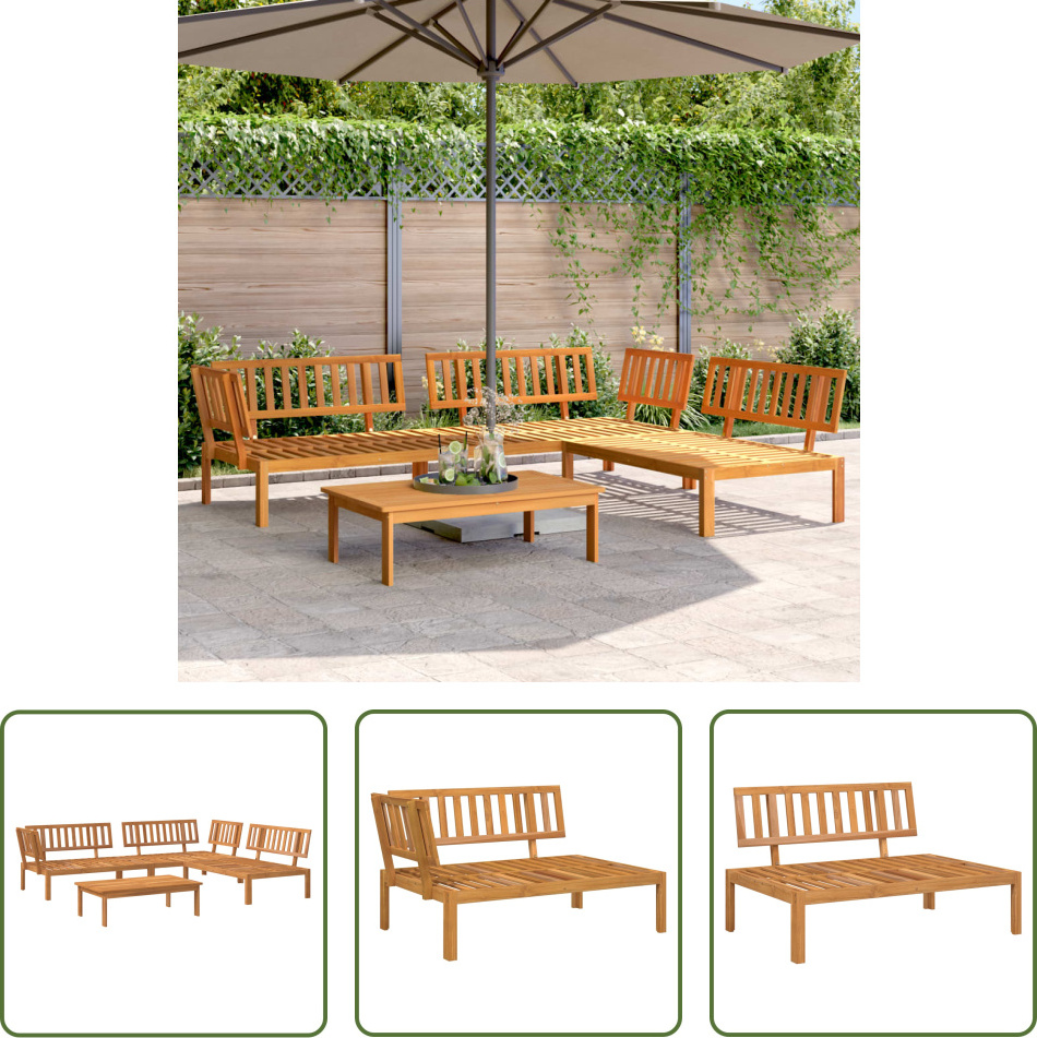 The Living Store 4-tlg. Garten-Sofagarnitur aus Paletten Massivholz Akazie