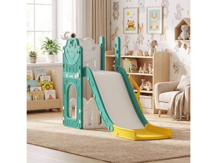 AIYAPLAY Set 5 en 1 Scivolo Enfant avec Panier Jaune 1-3 Ans