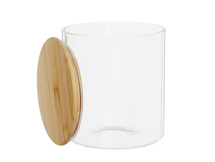 Aufbewahrungsbehälter aus Glas mit Holzdeckel H18cm