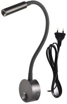 Inspire Select Modern LED Gooseneck Wall Reading Lamp Flexible Clamp Sconce Light With Switch For Bedside Use silver No Plug warm White 3000k