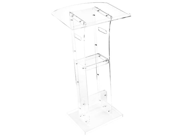 Pupitre de conférence SucceBuy en acrylique de 43/47/50 pouces avec surface de lecture large et étagère de rangement pour salle de classe, mariage, conférence