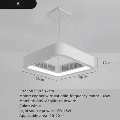 Top Demand Picks Eco Friendly Invisible Bladeless Ceiling Fan Lamp With LED Light, Eye Protecting Circulator For Bedroom, Living Room pendant version