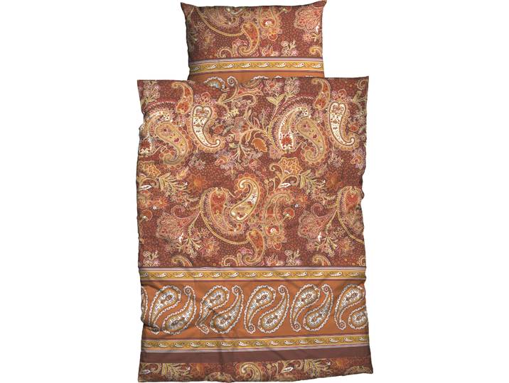 Bettwäsche CASATEX Sentta , orange, B/L: 155cm x 220cm, 1 Stk., 1 Stk., Satin, B/L: 80cm x 80cm, 2 Stk., Satin, Obermaterial: 100% Baumwolle, Bettwäsche, Bettwäsche, harmonisches Paisleydessin