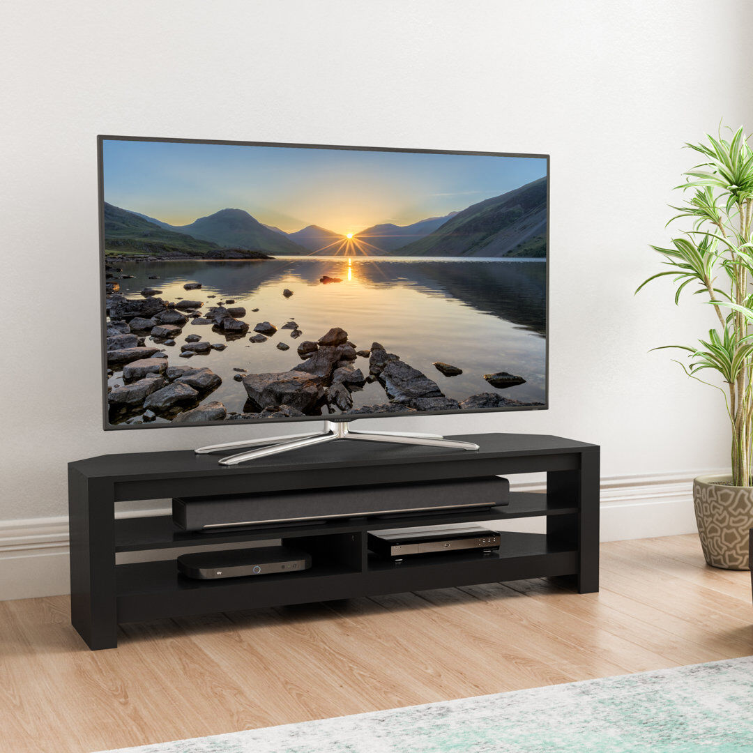 Latitude Run Aquene Corner TV Stand for TVs up to 65" Black 16.3"H x 55.1”L x 15.55”W