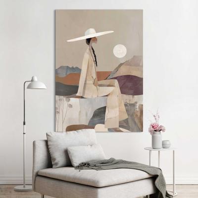 XXL-Wandbild REINDERS "Sanfter Horizont", beige (farbe bild(er): beige), Bilder, B/H/T: 100cm x 140cm x 2cm, Menschen, 1 Stk., MDF, Wohnzimmer - Beige - MDF - Frauen - 100x140 cm, B:100cm H:140cm T:2cm