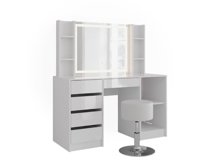 Coiffeuse 5 parties blanc/blanc brillant 128.2x76cm