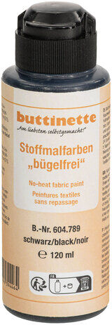 buttinette Stoffmalfarbe bügelfrei in verschiedenen Farbtönen, 120 ml