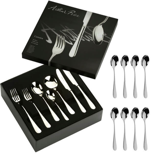 Arthur Price Signature Camelot 56 Piece Cutlery Box Set plus FREE Extra 8 Tea Spoons