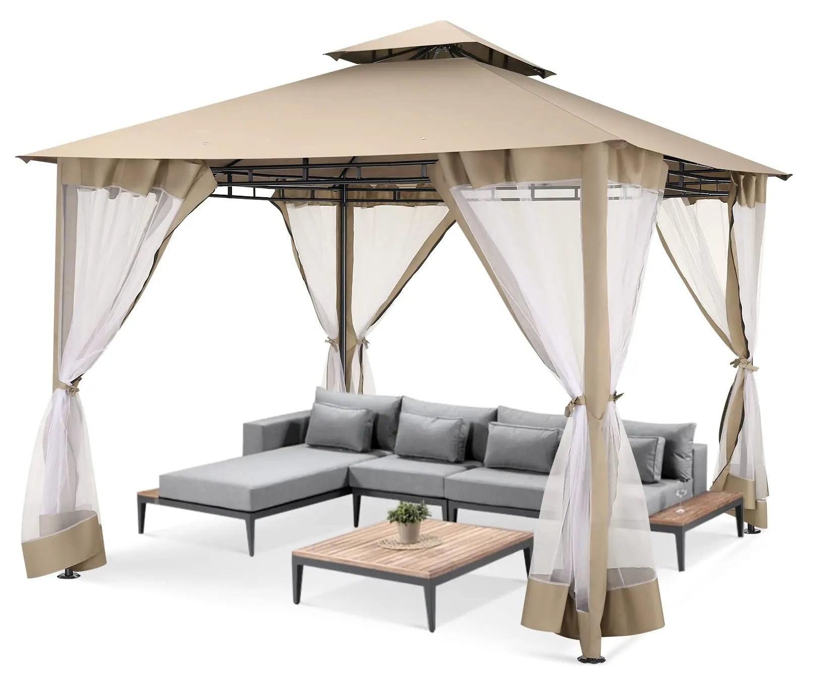 Gartenpavillon - Überdachung - Gartenraum - Wohnbereich im Freien - Sonnenschutz - Robuster Stahlrahmen