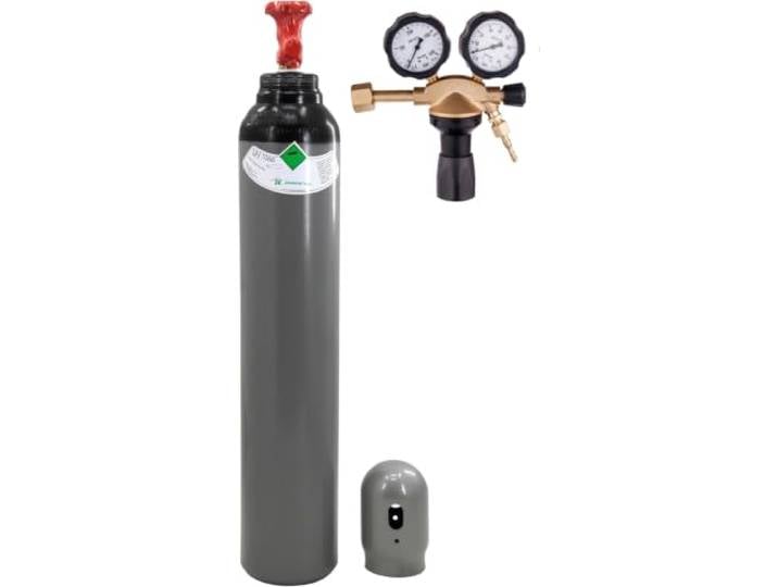 Stickstoffflasche 8L + Druckminderer Stickstoff 50 BAR - Stickstoff Gasflasche Set mit Druckregler für Werkstatt und Industrie - Bestschweissen.de