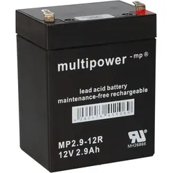 Multipower MP2,9-12R AGM Bleiakku 12V 2,9Ah – F4,8 mm, Pluspol links