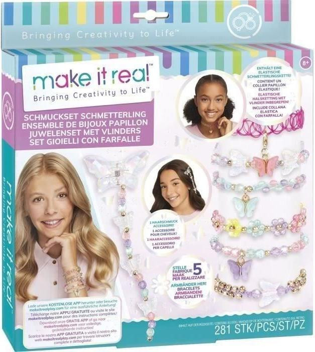 Make It Real Lansay Vlinder Sieraden knutselset met 5 armbanden voor kinderen vanaf 8 jaar