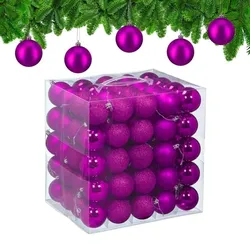 Relaxdays Weihnachtskugeln im 100er Set Pink,Silber