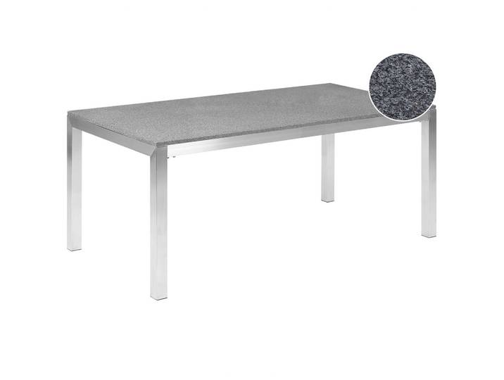 GARTENTISCH Edelstahl/Granit grau poliert 180/90 cm einteilige Tischplatte Grosseto