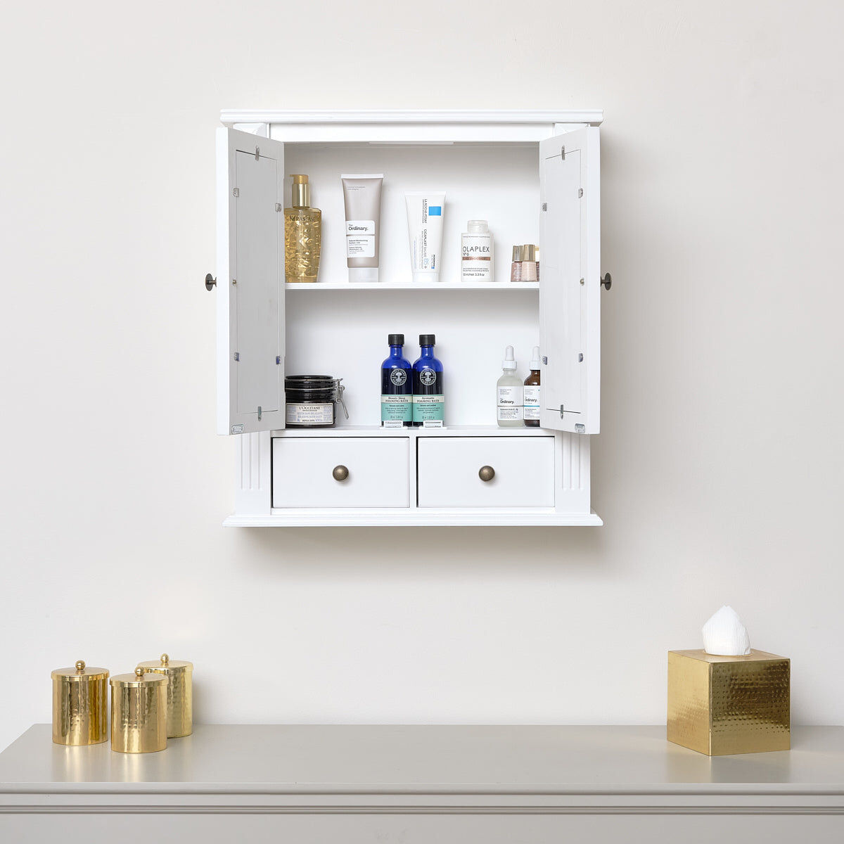 White Mirrored Bathroom Wall Cabinet Material: Home Decor & Accessories/Shelves & Storage