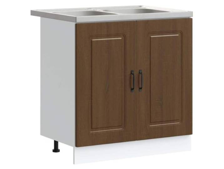Helloshop26 Error 02_0055683 Moderner rechteckiger Küchenschrank, großer Stauraum, 80 x 46 x 81,5 cm, Eichenholz, Braun