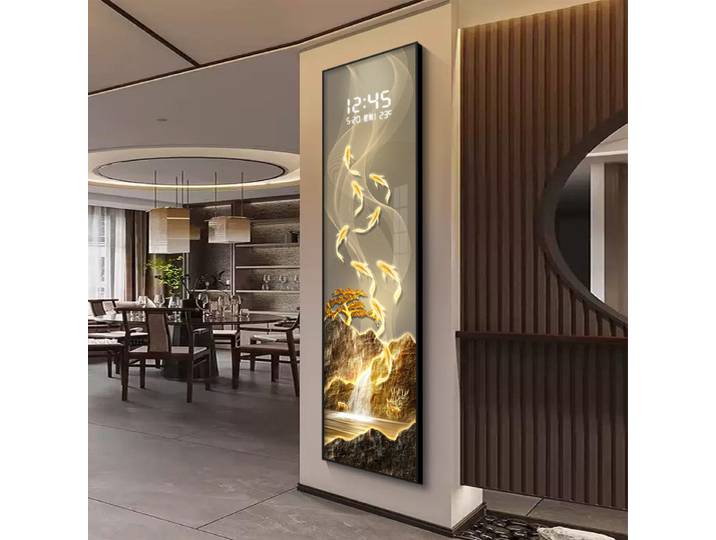 Horloge électronique LED de luxe moderne, tableau mural, lampe murale de fond pour salon, entrée, couloir, lustre, appareil électroménager