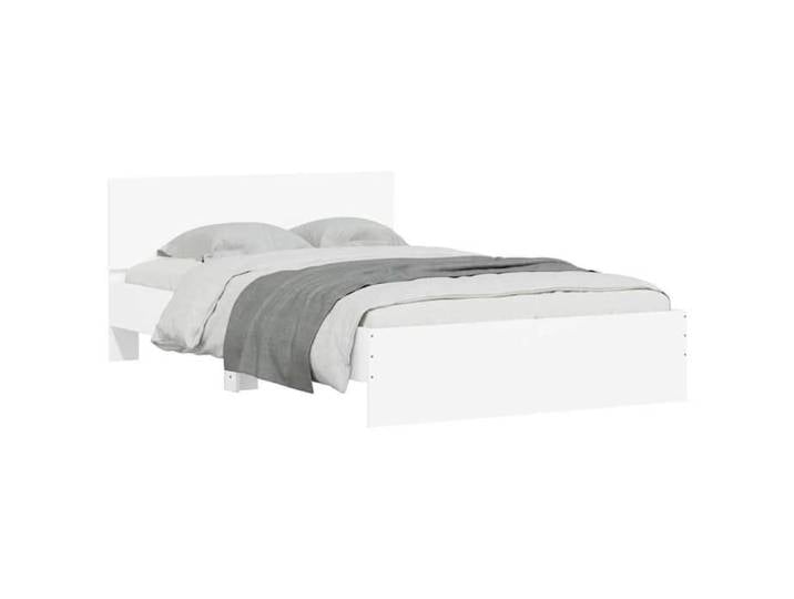 Cadre de lit - - 120x190 cm - blanc - bois d'ingénierie - Sans matelas - Tête de lit - 2 places - Lattes en contreplaqué 8311