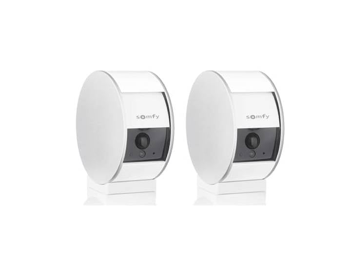 somfy 1870469 - Pack de 2 Indoor Camera\, Caméras avec volet motorisé\, Vision Nocturne\, Détection de Mouvement\, Grand Angle\, Haut-Parleur\, Microphone\, Compatible : Alexa\, Google Home et Tahoma