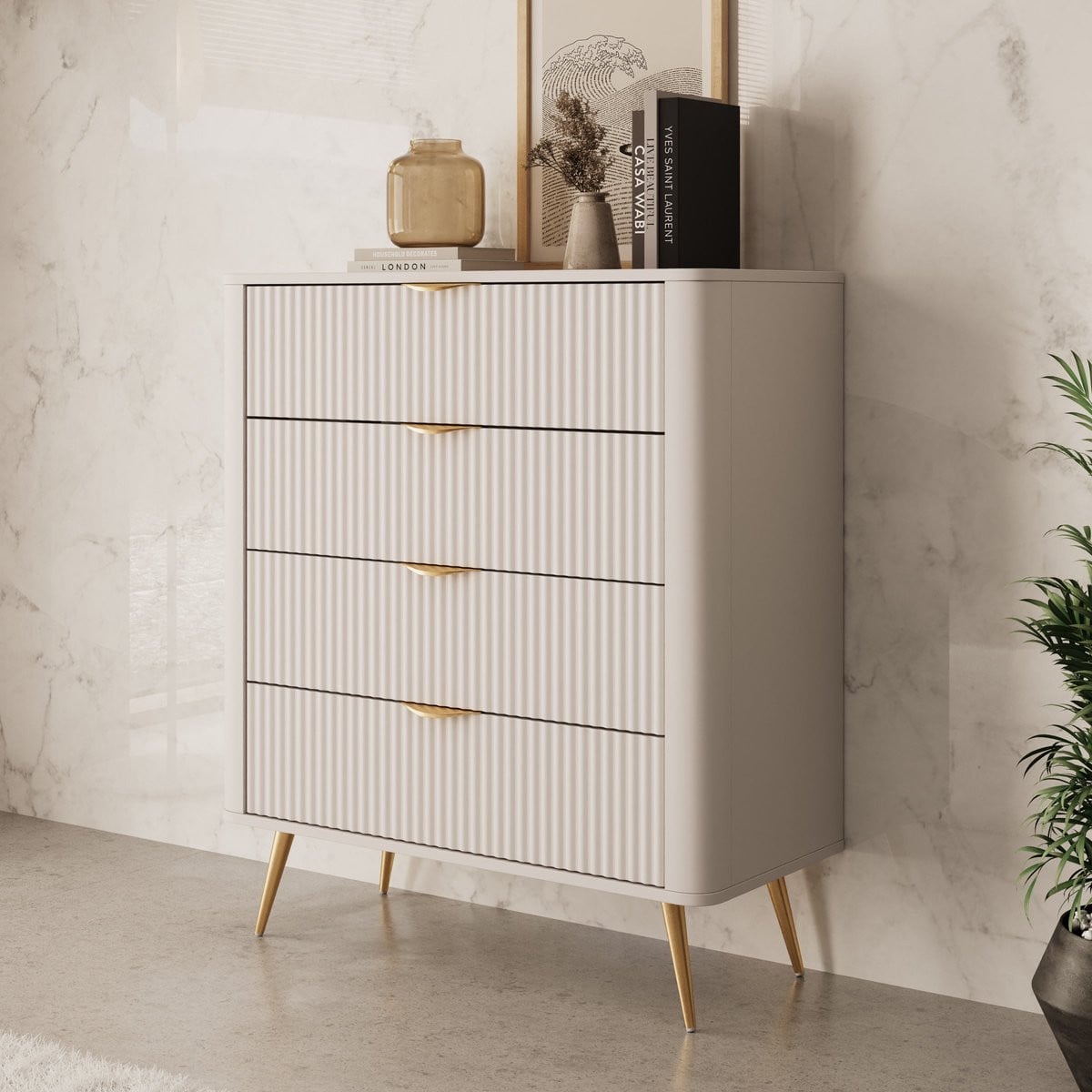 Meubella Lima Ladekast Beige B: 88 cm, D: 38 cm, H: 101 cm