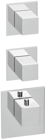 Herzbach Logic XL Fertigmontageset 11.522010.2.01 Universal-Thermostat-Modul, 3 eckige Armaturenblenden, chrom