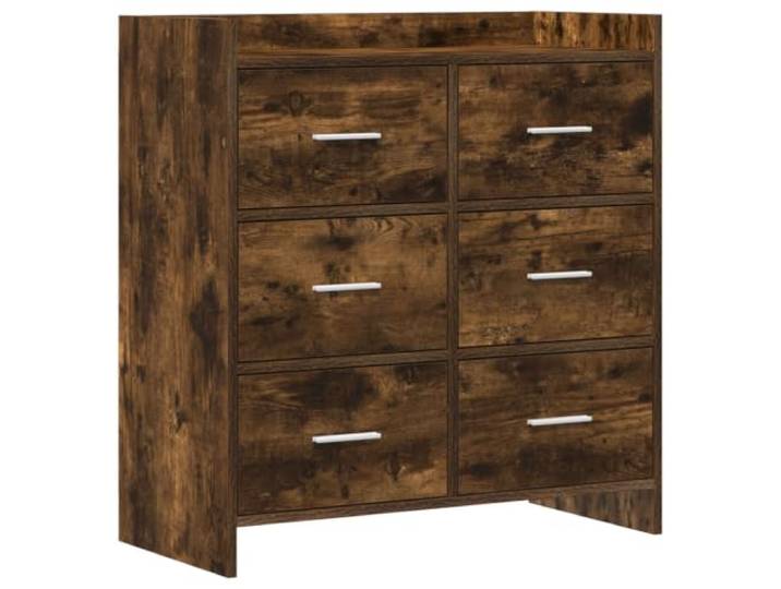 Sideboard Geräucherte Eiche 75x33x80 cm Holzwerkstoff Aufbewahrungsschrank Metallgriffe, Mehrere Fächer, Esszimmer, Wohnzimmer, Flur, Pflegeleicht