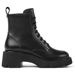 Camper für Damen. K400577-001 Milah schwarze Lederstiefeletten -Höhe Absatz: 5,4cm (40), Wohnung, Schnürsenkel, Reißverschluss, Lässig