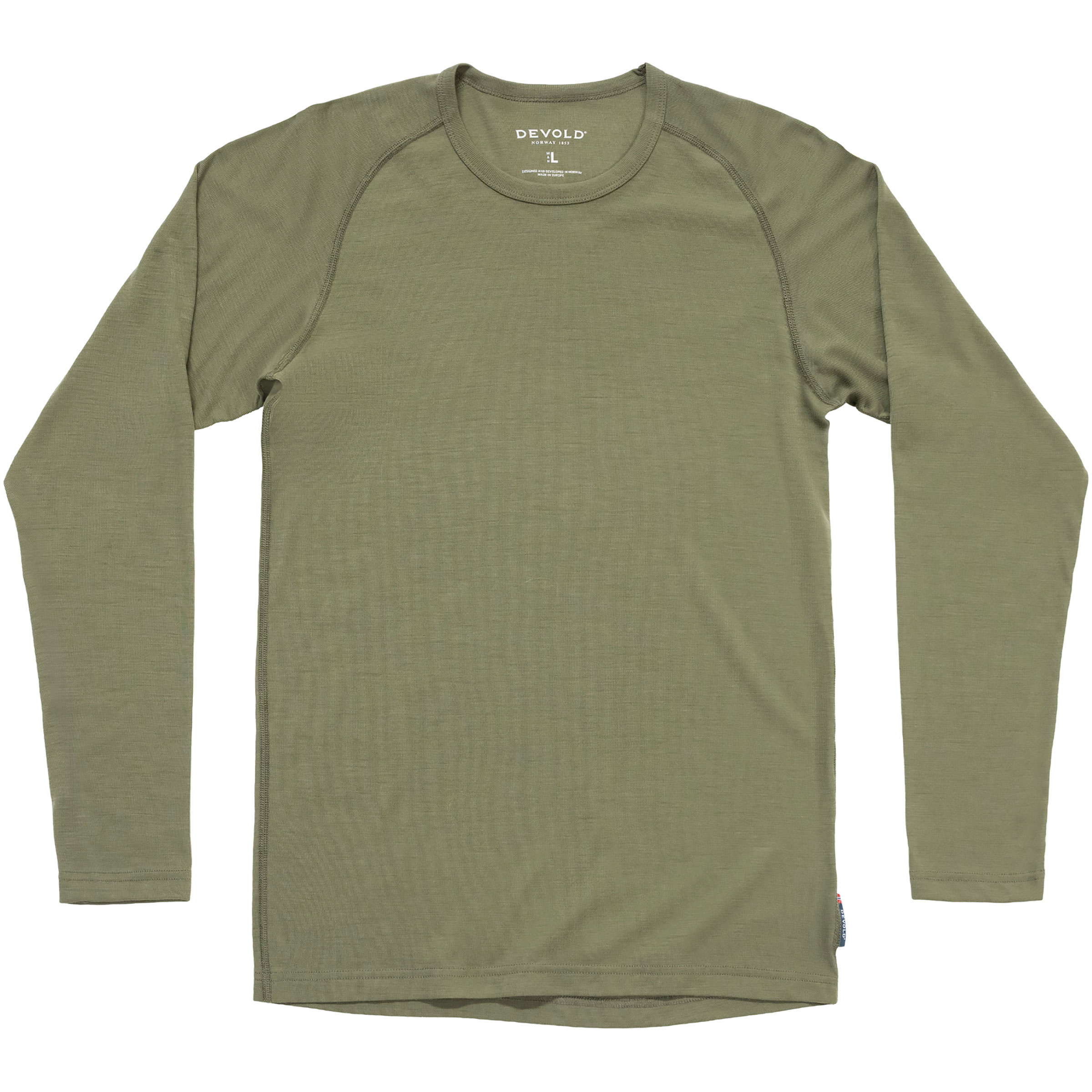 Devold Adventure Merino 190 Herren Langarm Unterhemden oliv Größe M Geruchsneutralisierend Merinowolle