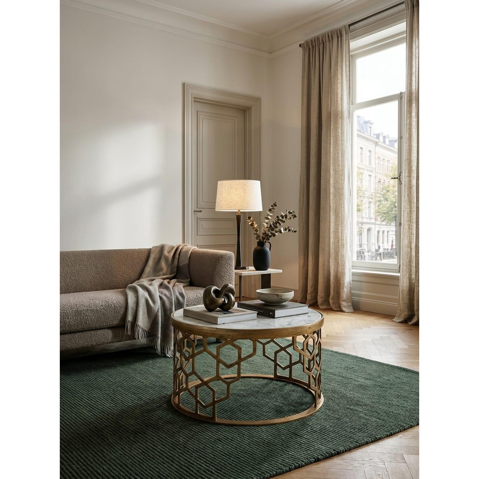 Couchtisch Weißer Marmor Gold Metall 60x60x36 cm Rund Modern Klein
