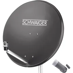 Schwaiger SAT Anlage 80 cm 1 Teilnehmer Single-LNB Anthrazit (DVB-S / -S2), SAT Spiegel + SAT Antennen, Grau