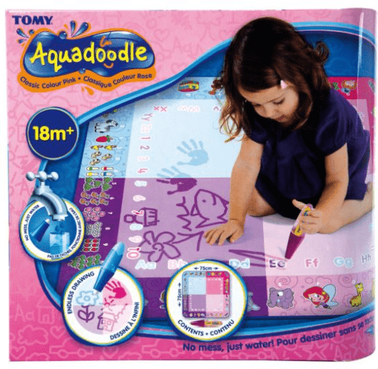 TOMY Aquadoodle Classic Colour Pink Water Drawing Mat for Toddlers 75 x 75 cm Reusable Toy