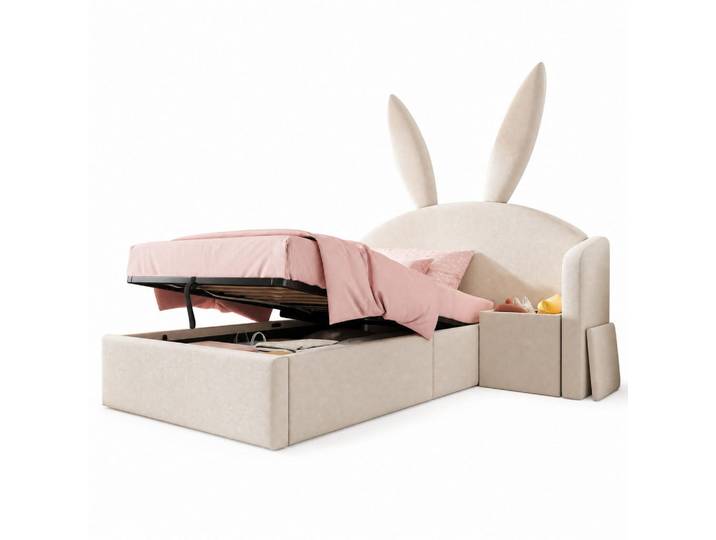 Evryae Kinderbett 90/200 mit hydraulischem Bettkasten, Nachttisch und Hasenohr-Design in Beige, 90x190 cm, Babymöbel & Kindermöbel, Kinderzimmer & Jugendzimmer, Kinderbetten