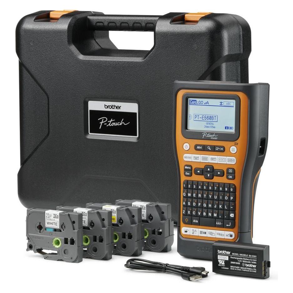Brother PT-E560BTSP-Label-Druckset Orange/Schwarz (58353584)