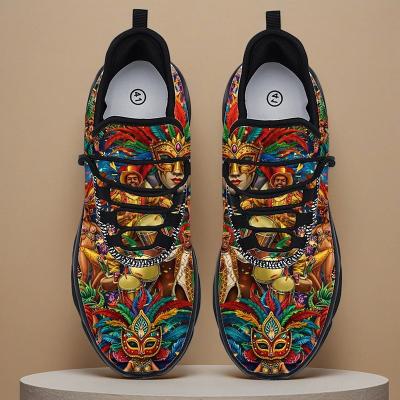 LightInthebox Men's Colorful Mardi Gras Sneakers – Faux Leather with Bold Patterns, Perfect for Carnival, Mardi Gras Events and Festive Celebrations