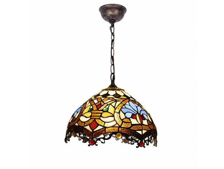 Suspension verre multicolore mosaïque florale Ø31 cm