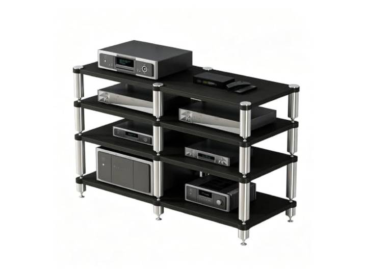 YHTCSXMD HiFi Rack, 2-4 Stufiges Audio Rack aus Holz Holzplatten und Aluminiumstützen, modular für Verstärker und Player, für Wohnzimmer und Audio-Bereiche