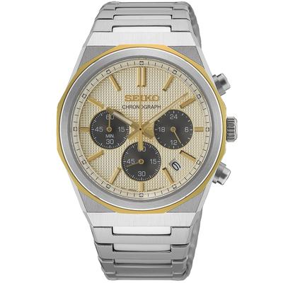 Chronograph SEIKO, silber (silberfarben, champagnerfarben), Armbanduhren, Herren, Chronograph, Quarzuhr, Armbanduhr, Herrenuhr, Edelstahlarmband, analog, Tag