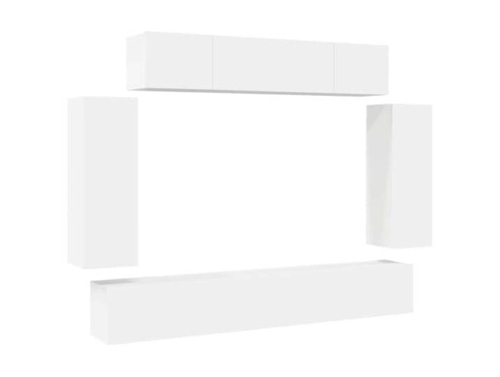 Roanoer 6-TLG. TV-Schrank-Set Hängend Wandmontage Weiß Holzwerkstoff Flexibles Lowboard Hängeschrank Ensemble für Wohnzimmer und Schlafzimmer, bietet viel Platz und pflegeleichte Oberflächen.