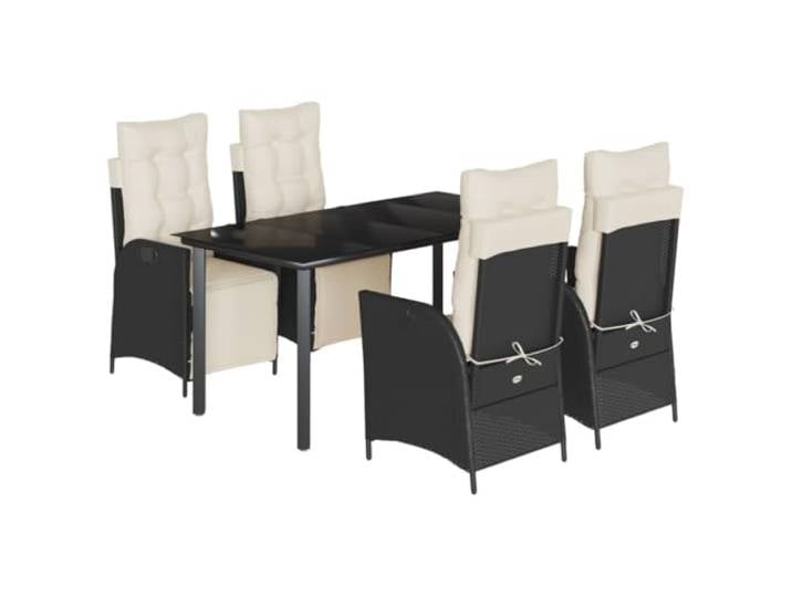 PUGYNBK Esszimmer-Set für den Garten, 5-teilig, synthetisches Rattan, Schwarz