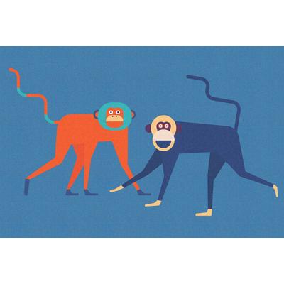 Fototapete LIVING WALLS "Walls by Patel Monkey Business 2", beige (blau), B:4m L:2,7m, Vlies, Tapeten, Vlies, Wand, Schräge