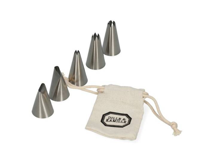 Spuitmondjes assortiment, rvs, set van 5