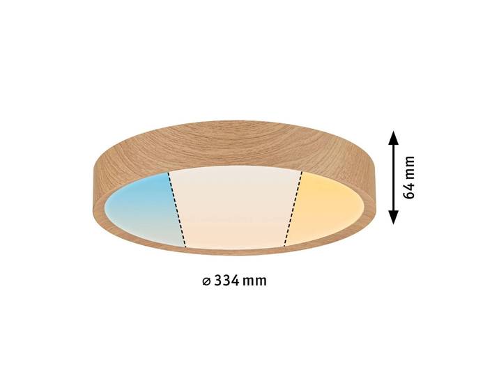 Paulmann Deckenleuchte Tega, Holz hell, für Badezimmer, Kunststoff, Modern