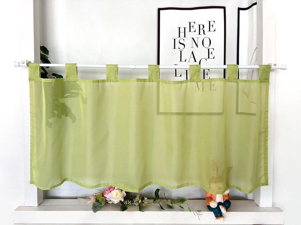 Groen Vitrage Gordijn met Lussen voor Keuken Decoratie - 45 x 60 cm