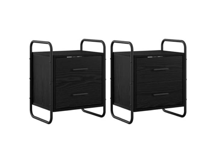 vidaXL Hängender Nachttisch 2 stk. Schwarz Eichen-Optik Wandmontiert für einen schlanken Look, Hat eine große Schublade für Essentials, Klare Linien mit minimaler Verzierung